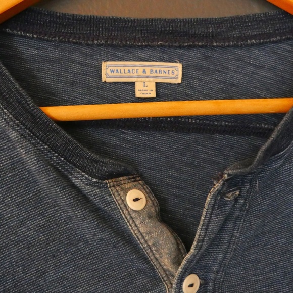 Wallace & Barnes Indigo Henley - Picture 3 of 4
